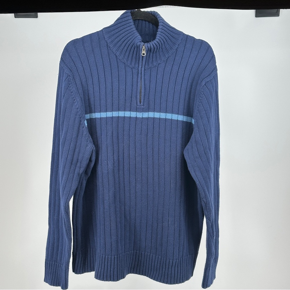 Aeropostale Men's XL Ribbed Blue Zip-Up‎ Sweater 2015’s Quarterzip Mock Neck